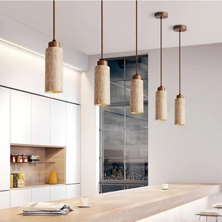 Celako™ Igneous Pendant Light | Yellow Travertine Dining Room Lighting
