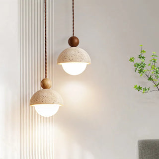 Celako™ Tuvalo Pendant Light | Yellow Travertine Stone Bedroom Lighting