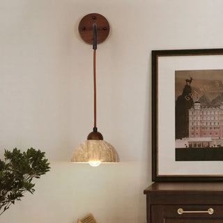 Celako™ Aurterra Wall Light | Yellow Travertine Stone Living Room Lighting