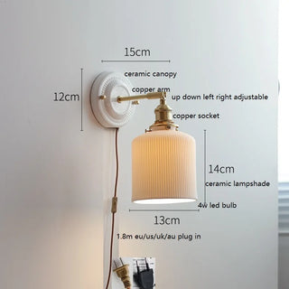 Celako™ Arcilo Wall Light | Ceramic Copper Bedroom Lighting
