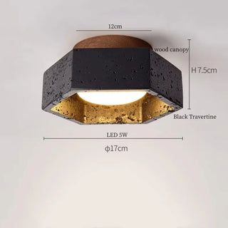 Celako™ Neraterra Ceiling Light | Black Travertine Bedroom Lighting