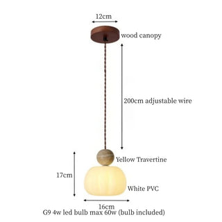 Suspension Celako™ Aurapietra | Travertin jaune et minimalisme nordique