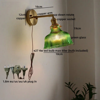 Celako™ Seika Wall Light | Green Glass Copper Japan Style