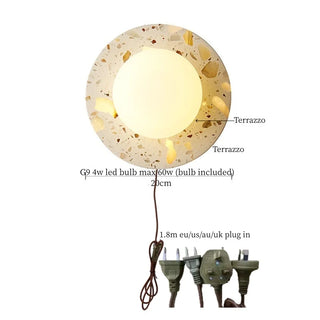 Celako™ Vetraso Wall Light | Terrazzo And Glass Bedroom Lighting