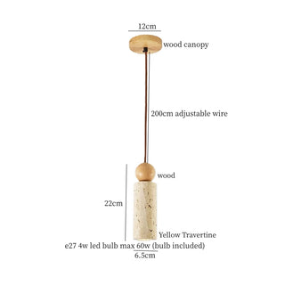 Celako™ Lutoria Pendant Light | Yellow Travertine Japan Wabi Sabi