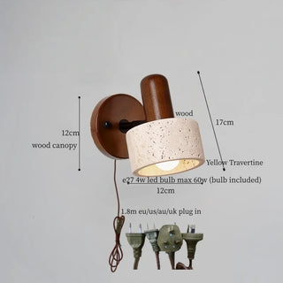 Celako™ Grotta Wall Light | Yellow Travertine Bedroom Lighting