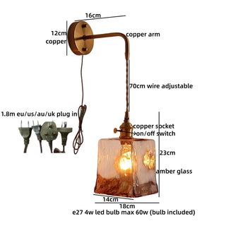 Celako™ Ambrosa Wall Light | Amber Glass Copper Dining Room Lighting