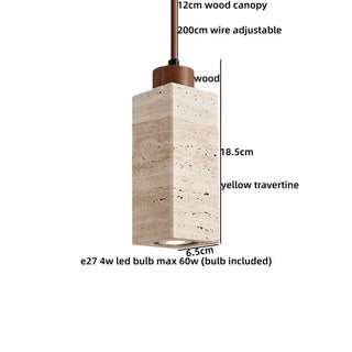 Celako™ Aurona Pendant Light | Yellow Travertine Japanese/Wabi Sabi