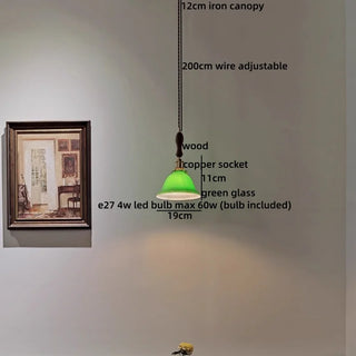 Celako™ Sencha Pendant Light | Green Glass Vintage Japan