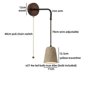 Celako™ Travert Wall Light | Travertine Bedside Lighting