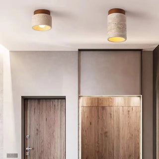 Plafonnier Celako™ Terravos | Éclairage de salon en travertin jaune