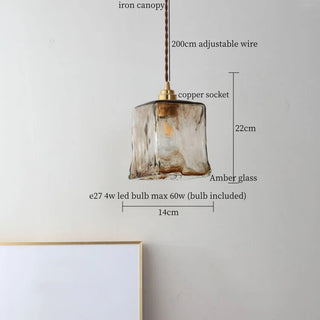 Celako™ Succinite Pendant Light | Amber Glass Japan Vintage Bedroom Lighting