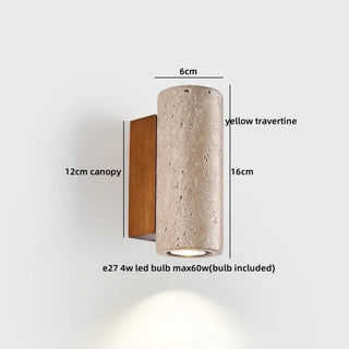Celako™ Tavera Wall Light | Yellow Travertine Bedroom Lighting