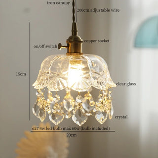 Celako™ Vetriore Pendant Light | Copper Crystal Glass Bedroom Lighting