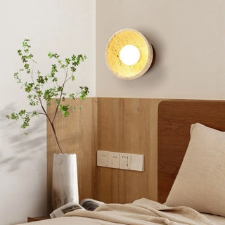 Celako™ Lapide Wall Light | Travertine Bedside Lighting