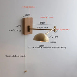 Celako™ Umberon Wall Light | Copper Wood Nordic Minimalism Bedroom Lighting