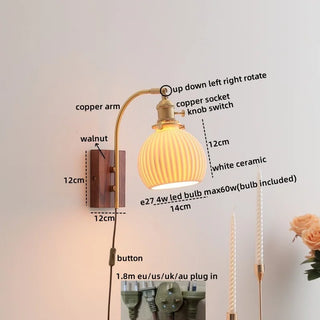 Celako™ Aurumora Wall Light | Amber Glass Bedroom Lighting