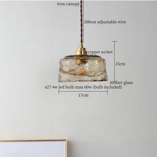 Celako™ Succinite Pendant Light | Amber Glass Japan Vintage Bedroom Lighting