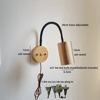 Celako™ Fendari Wall Light | Ash Wood Bedside Lighting