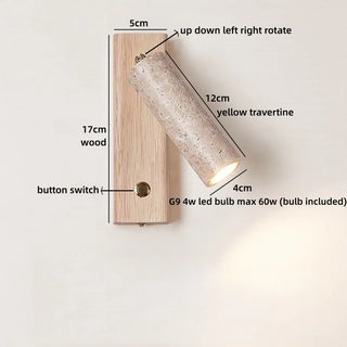 Celako™ Terravo Wall Light | Yellow Travertine Bedroom Lighting