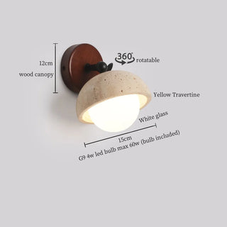 Celako™ Aurevane Wall Light | Yellow Travertine Bedroom Lighting