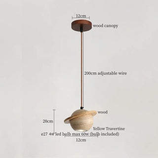 Celako™ Flavus Pendant Light | Yellow Travertine Bedroom Lighting