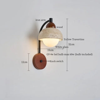 Celako™ Lumastra Wall Light | Yellow Travertine Bedroom Lighting