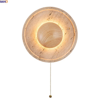 Celako™ Trevona Wall Light | Yellow Travertine Wood Bedroom Lighting
