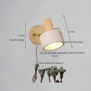 Celako™ Grotta Wall Light | Yellow Travertine Bedroom Lighting