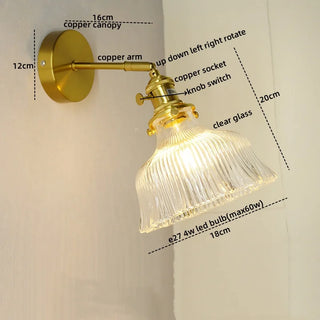 Celako™ Aurumis Wall Light | Copper Glass Bedroom Lighting