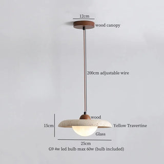 Celako™ Sabitine Pendant Light | Yellow Travertine Bedroom Lighting