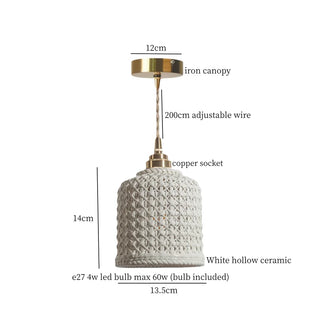 Celako™ Alveola Pendant Light | White Hollow Ceramic Living Room Lighting