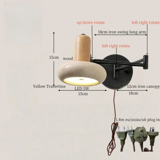 Celako™ Lucaterra Wall Light | Yellow Travertine Bedroom Lighting
