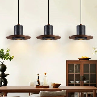 Celako™ Noctra Pendant Light | Black Travertine Wabi Sabi Bedroom Lighting