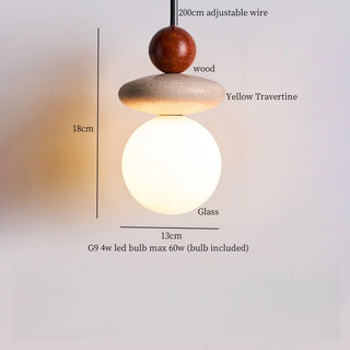 Celako™ Flavesco Pendant Light | Yellow Travertine Bedroom Lighting