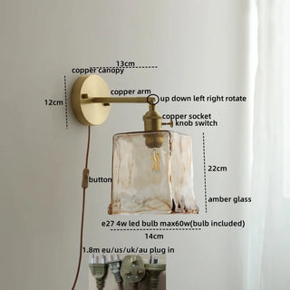 Celako™ Aurlen Wall Light | Copper Glass Bedroom Lighting