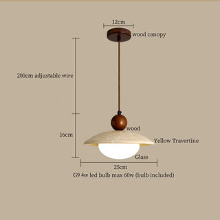 Celako™ Tivolum Pendant Light | Yellow Travertine Dining Room Lighting