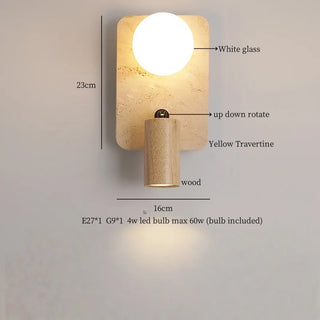 Celako™ Tivertin Wall Light | Yellow Travertine Bedroom Lighting