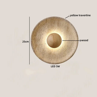 Celako™ Sabiru Wall Light | Yellow Travertine Stone Bedroom Lighting