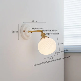 Celako™ Rondure Wall Light | Glass Copper Arm Living Room Lighting