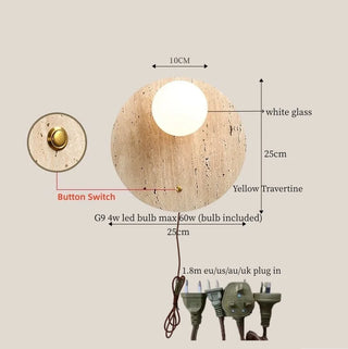 Celako™ Solvertine Wall Light | Yellow Travertine Japan Wabi Sabi Bedroom Lighting