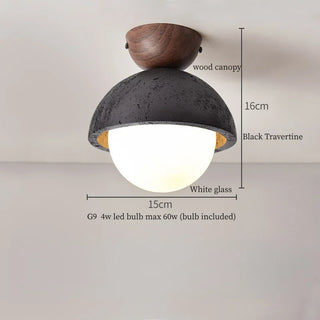 Plafonnier Celako™ Ambertine | Travertin Jaune Contemporain Wabi Sabi