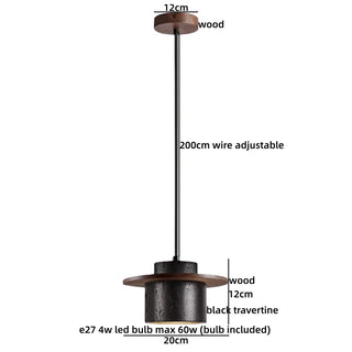 Celako™ Lunite Pendant Light | Black Travertine Kitchen Island Lighting