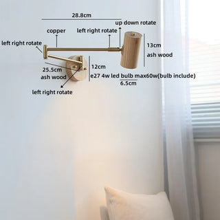 Celako™ Fraxin Wall Light | Ash Wood Bedside Lighting