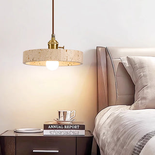 Celako™ Auratino Pendant Light | Yellow Travertine Bedroom Lighting
