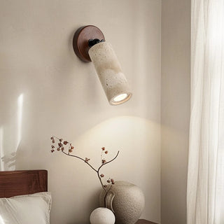 IWHD Modern Nordic LED Wall Light Walnut Yellow Travertine Wall Lamp For Corridor Stair Living Room Decor Lampara Applique
