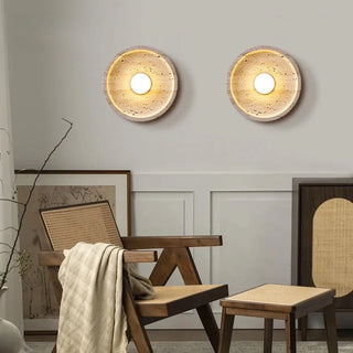 Celako™ Orlith Wall Light | Yellow Travertine Dining Room Lighting