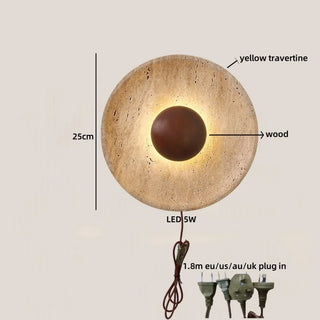 Celako™ Sabiru Wall Light | Yellow Travertine Stone Bedroom Lighting