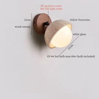 Celako™ Neratra Wall Light | Black Travertine Bedroom Lighting