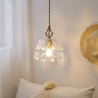 Celako™ Calyxis Pendant Light | Copper Crystal Glass French Vintage Bedroom Lighting